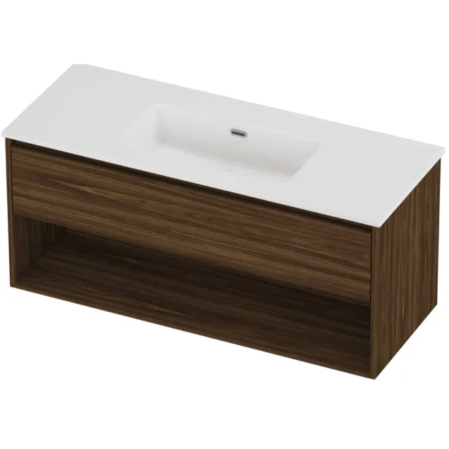 Proline Tribute Badmeubelset Porselein Elegant Schap 120x46x54 cm Glans Wit Cabana Oak Eiken