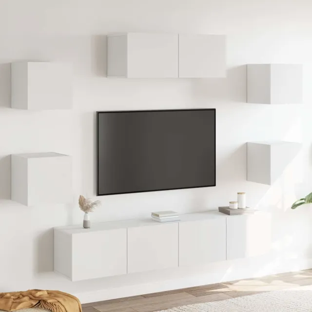 vidaXL 7-delige Tv-meubelset bewerkt hout wit, foto 2
