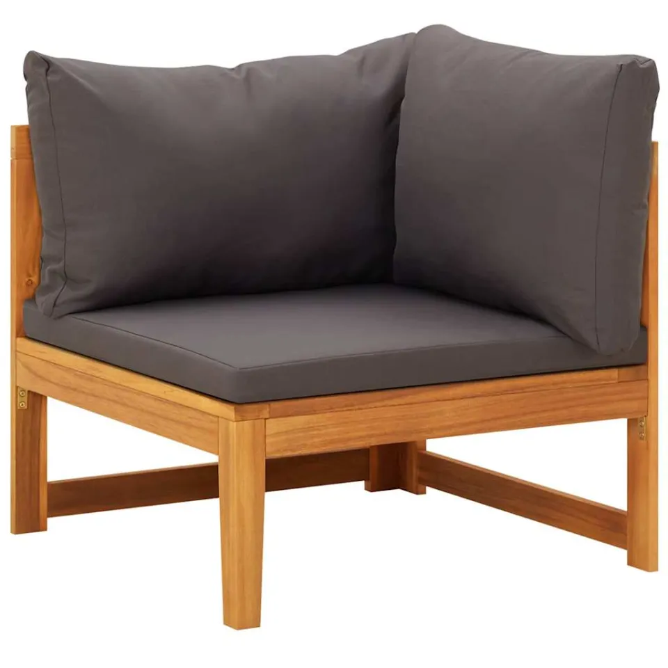 vidaXL 4-delige Loungeset met donkergrijze kussens acaciahout grijs, foto 3