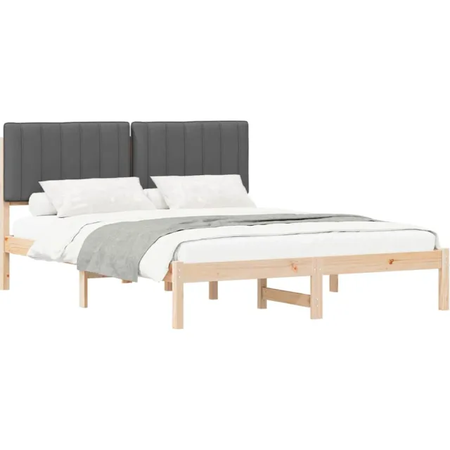 vidaXL Bedframe met Gevoerd Hoofdgedeelte Donkergrijs 160 x 200 cm
