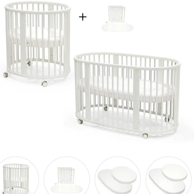 Stokke Sleepi Mini en uitbreidingset wit met matras & hoeslaken