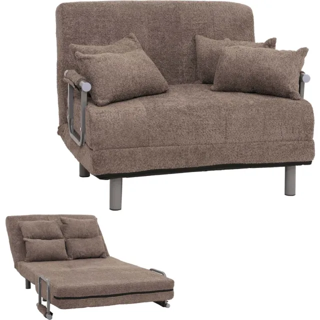Cosmo Casa Vouwbedbank - Logeerbed met Slaapoppervlak 190x100cm - Bouclé Stof (500g/m²) - Lichtbruin