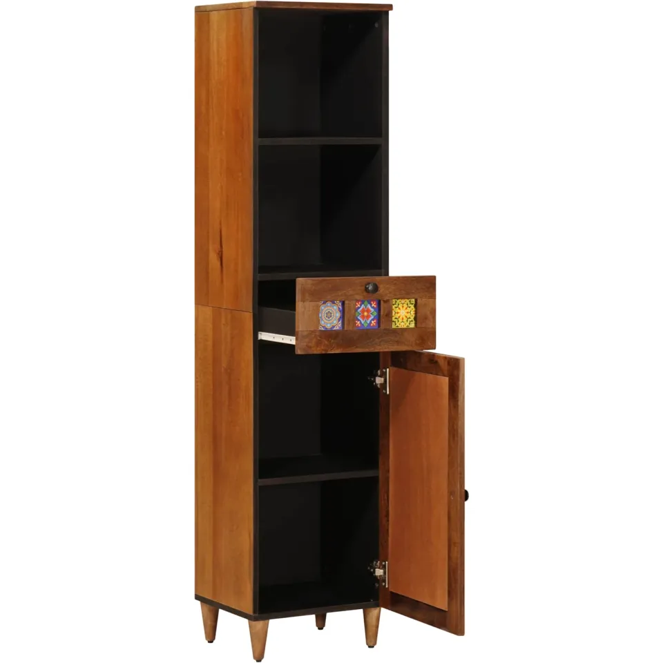 vidaXL Badkamerkast Walnotenhout 38 x 33 x 160 cm Bruin
