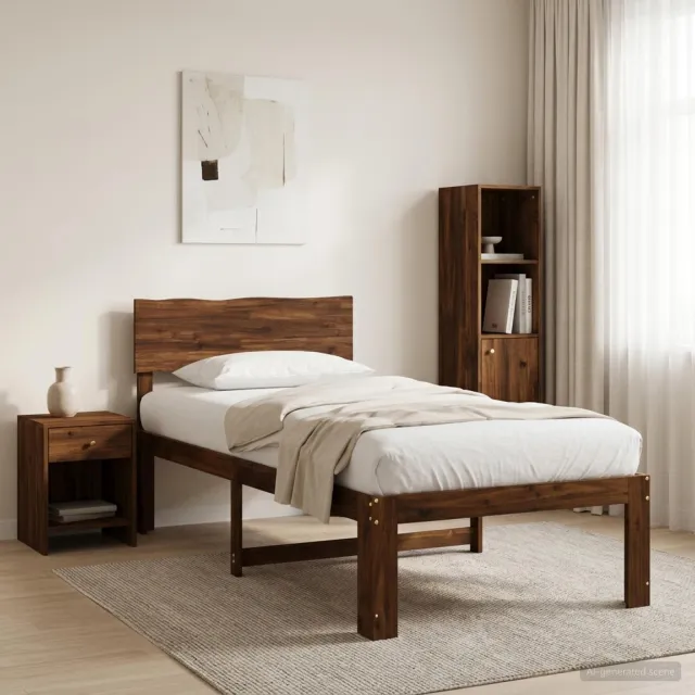 vidaXL Eenpersoonsbed met hoofdbord ROSTOCK Donkerbruin 100 x 200 cm bruin