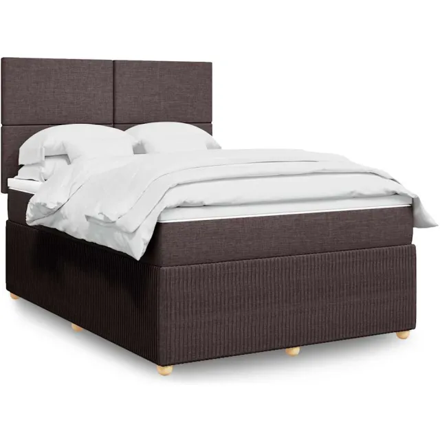 vidaXL Boxspring met matras stof donkerbruin 140x190 cm bruin