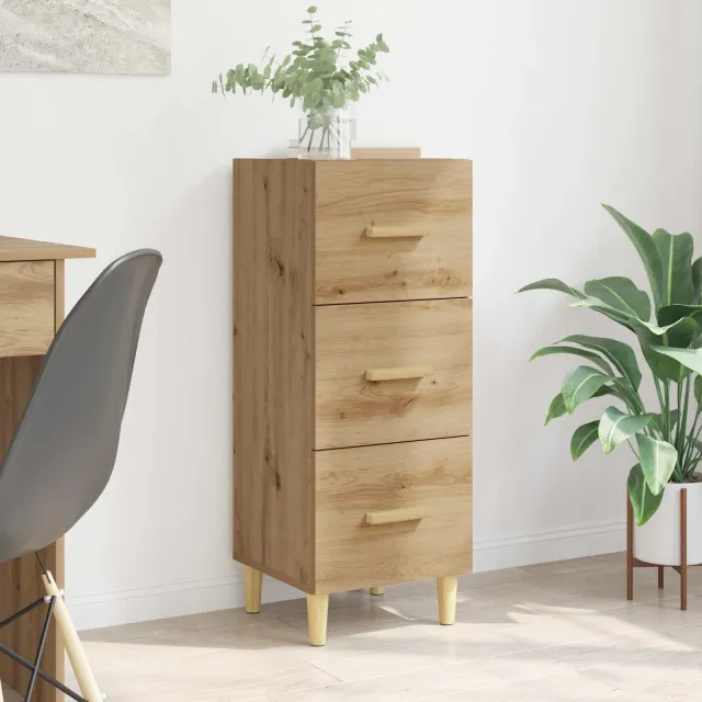 vidaXL Dressoir artisanaal eikenkleurig 34.5 x 34 x 90 cm Bewerkt hout Bruin