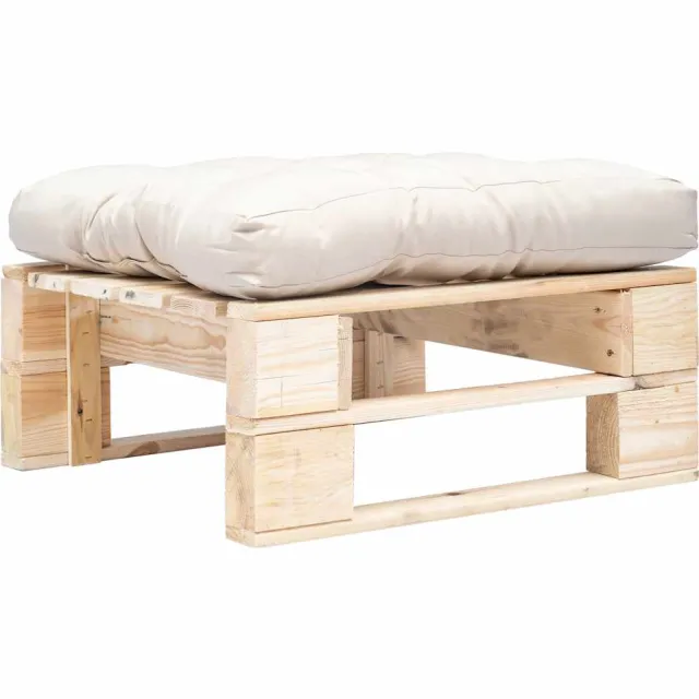 vidaXL Tuinpoef met zandkleurig kussen pallet hout naturel Bruin