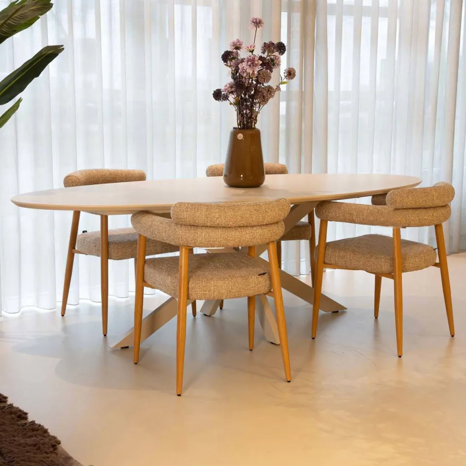 Giga Meubel Eettafel Gimo - Ovaal Beige HPL - 240x100x76cm, foto 2
