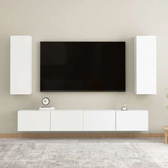 vidaXL 4-delige Tv-meubelset bewerkt hout wit