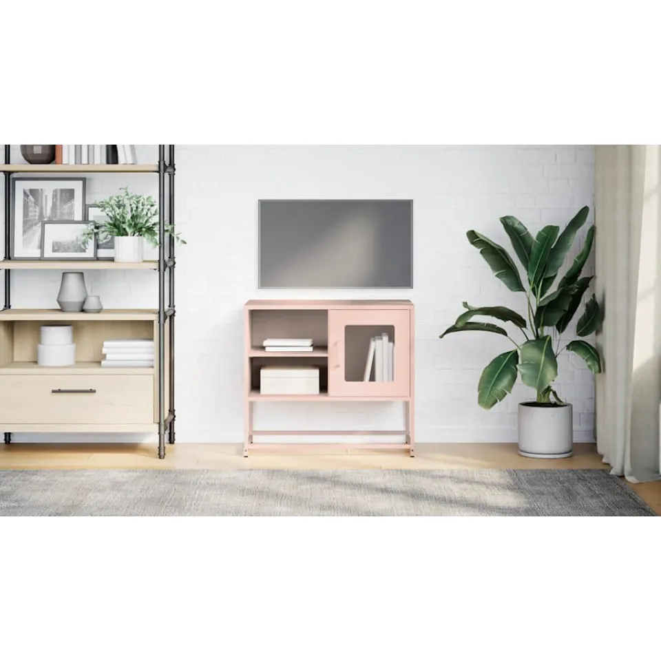 vidaXL Tv-meubel 68x39x60,5 cm staal roze, foto 2