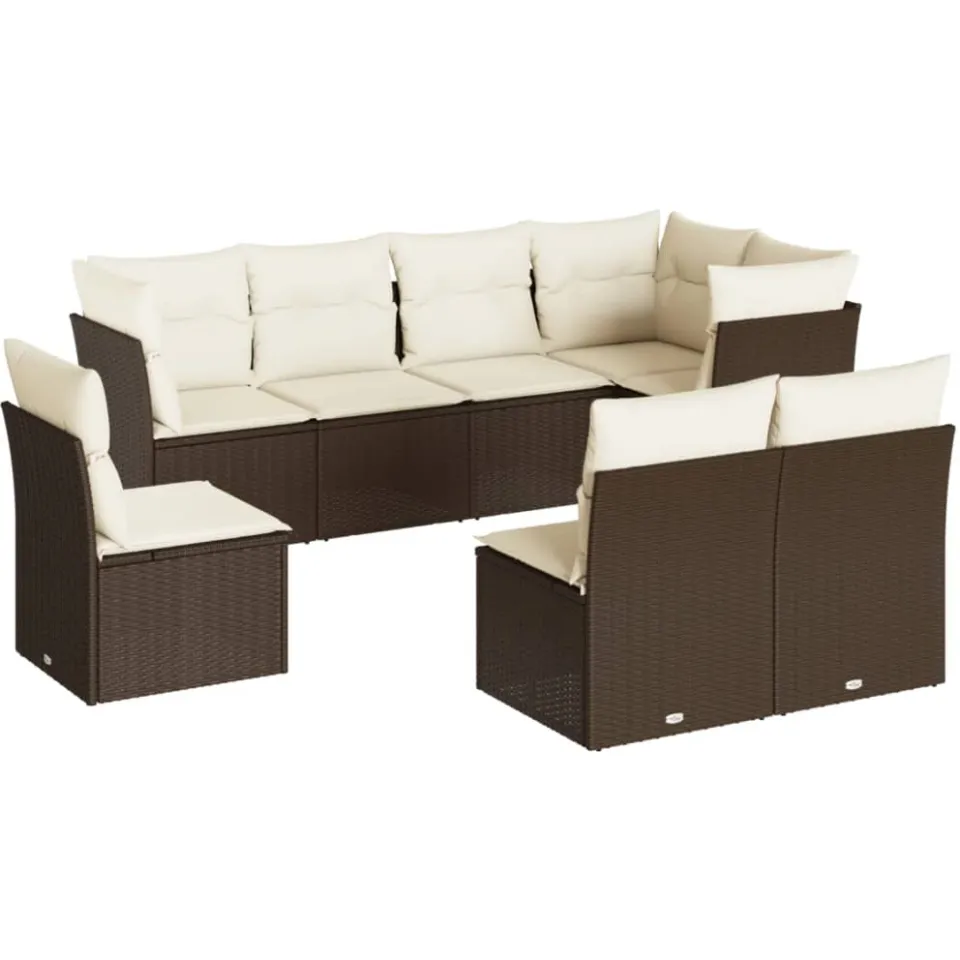 vidaXL 8-delige Loungeset met kussens poly rattan bruin, foto 3