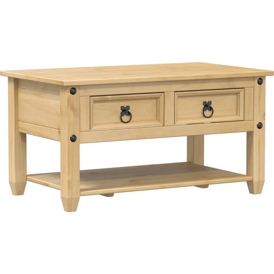 vidaXL Salontafel met lades Corona 85x50x45 cm massief grenenhout bruin, foto 3