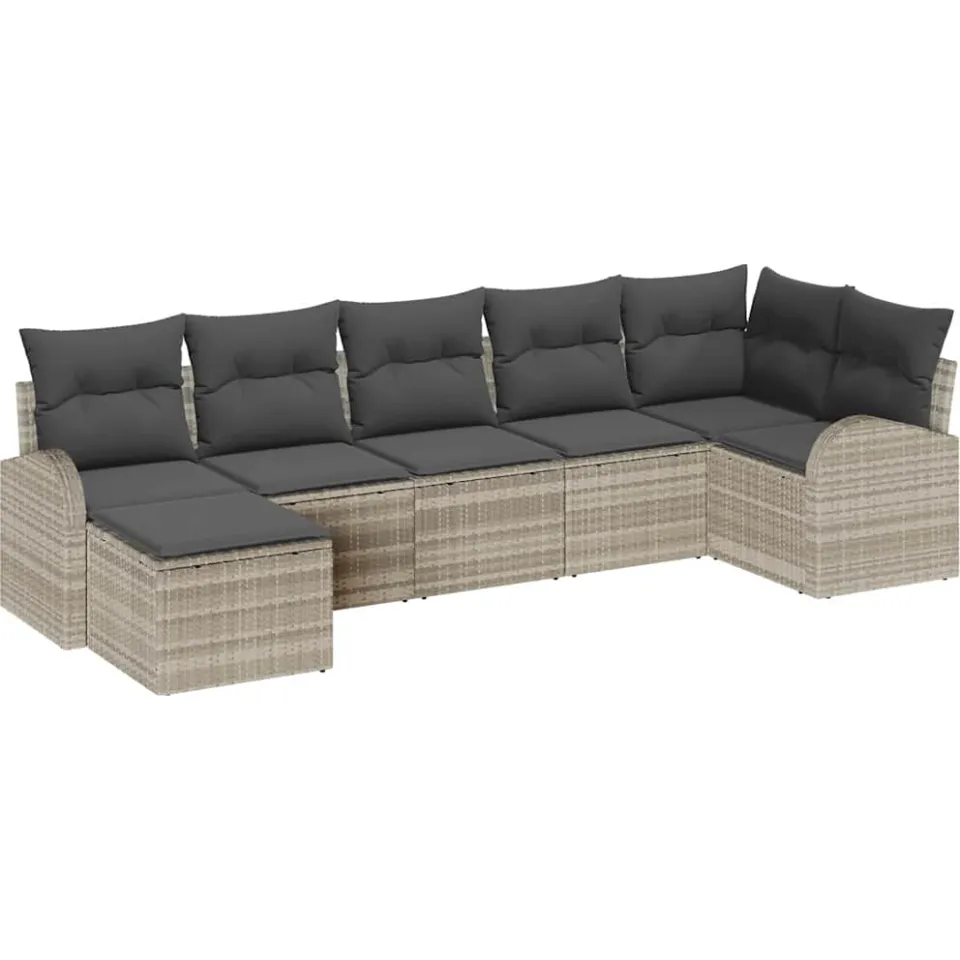vidaXL Tuin Sofa Set 7 st Lichtgrijs [Synthetisch]: Poly Rattan