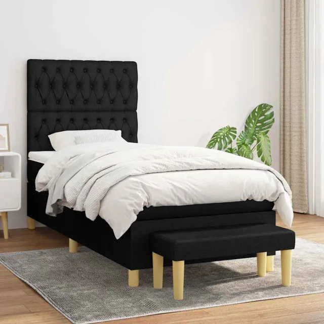 vidaXL Boxspring met matras stof zwart 100x200 cm