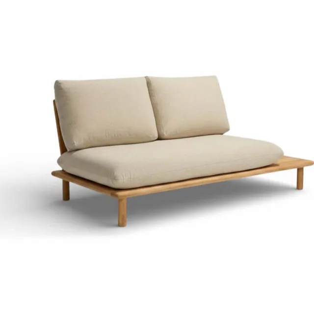 Apple Bee Sling 2-zits Loungebank Links – Teak – 175 cm - BEE WETT® Kussens Beige