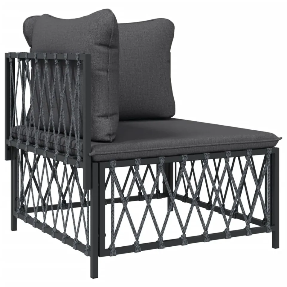 vidaXL 4-delige Loungeset met kussens staal antracietkleurig, foto 3