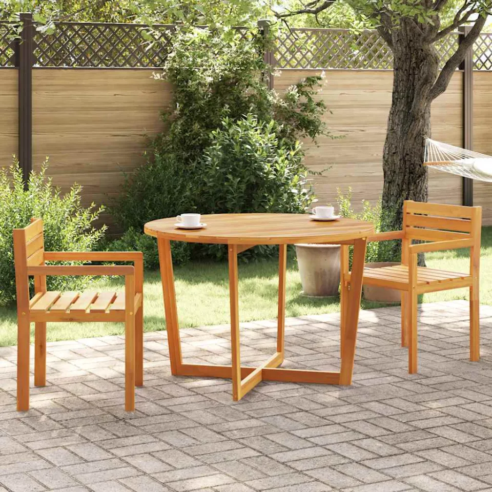 vidaXL Tuintafel rond Ø110x75 cm massief acaciahout bruin, foto 3