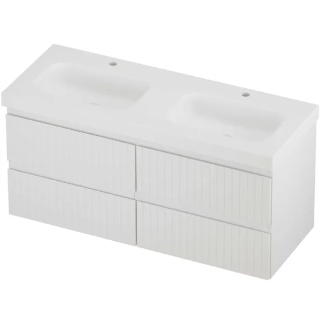 Proline Haga Badmeubelset Polystone Mezza Symmetrisch 120x46x58 cm Mat White Mat Wit