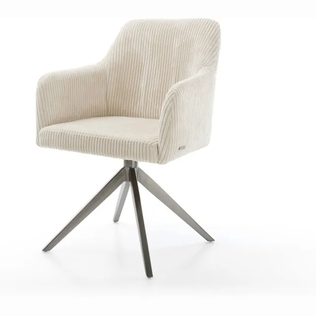 DELIFE Eetkamerstoel Greg-Flex kruisframe breed grafiet koord beige 360° draaibaar rocker-functie pocketveer kern