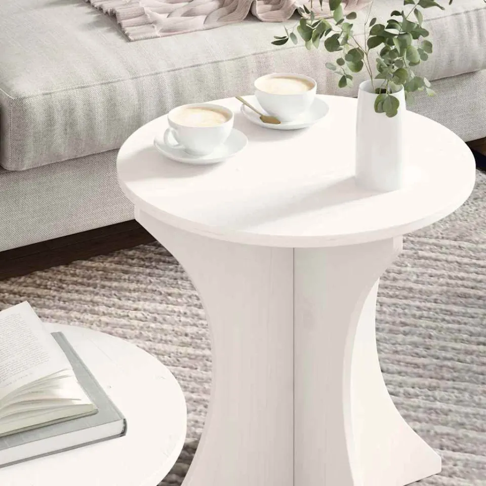 vidaXL Salontafel 2 st Wit 46 x 46 x 47 cm Massief grenenhout, foto 3