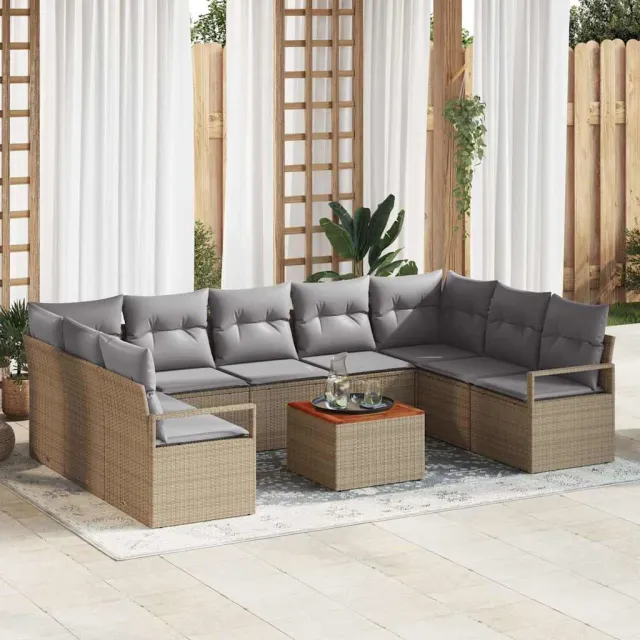 vidaXL Tuinbankenset 10 st Beige poly rattan, foto 2