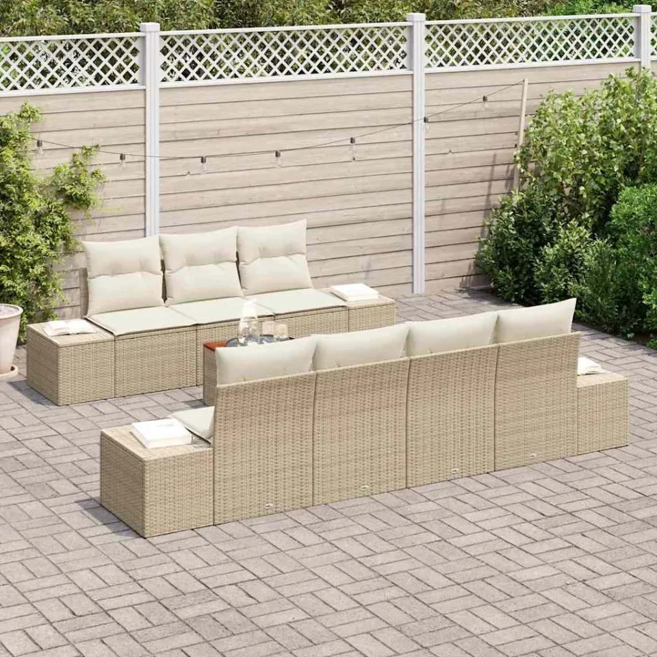 vidaXL Tuinbankenset 8 st Beige poly rattan, foto 3