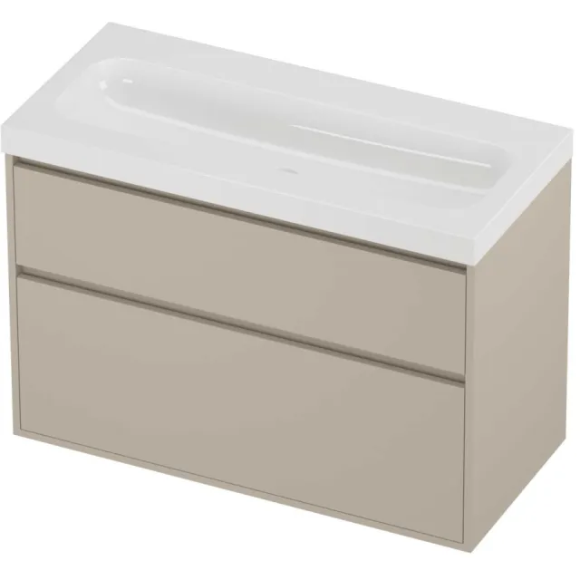Proline Haga Badmeubelset Polystone Mezza 100x46x73 cm Glans Wit Soft Linen Beige