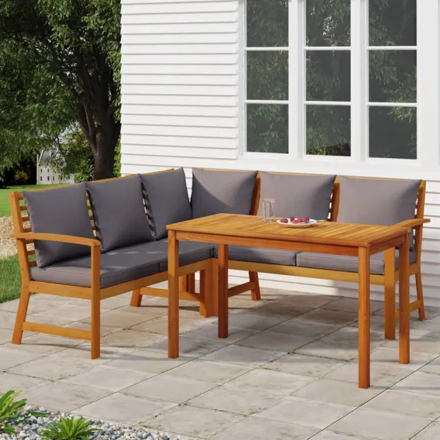 vidaXL 4-delige Tuinset met kussens massief acaciahout bruin, foto 2