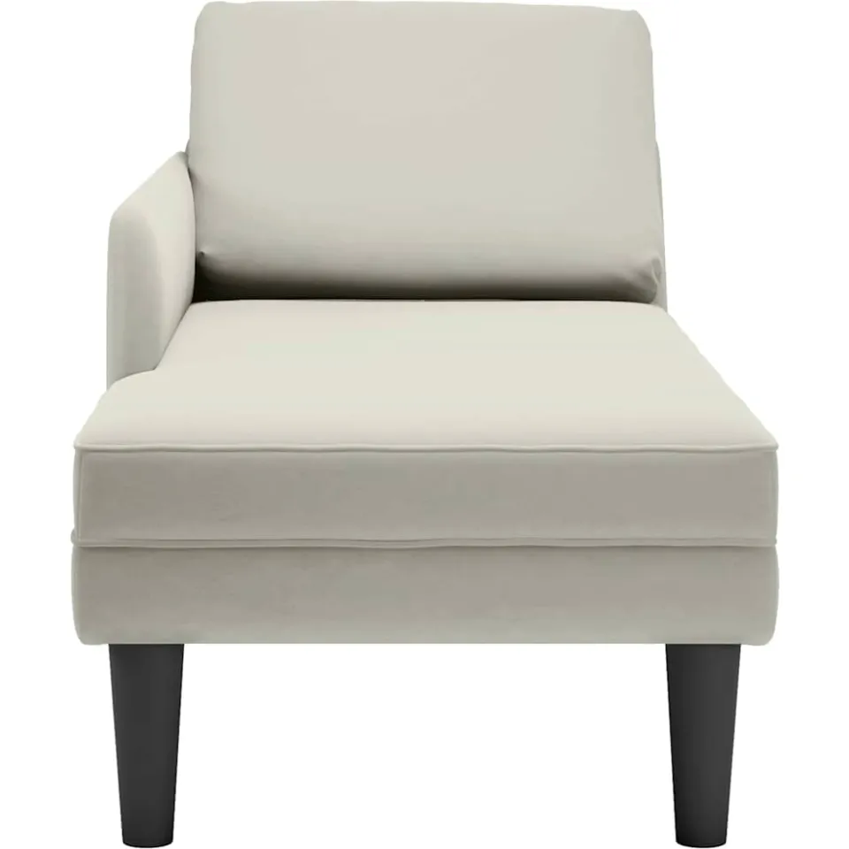 vidaXL Chaise longue met kussen&rechterarmleuning fluweel crèmekleurig, foto 4