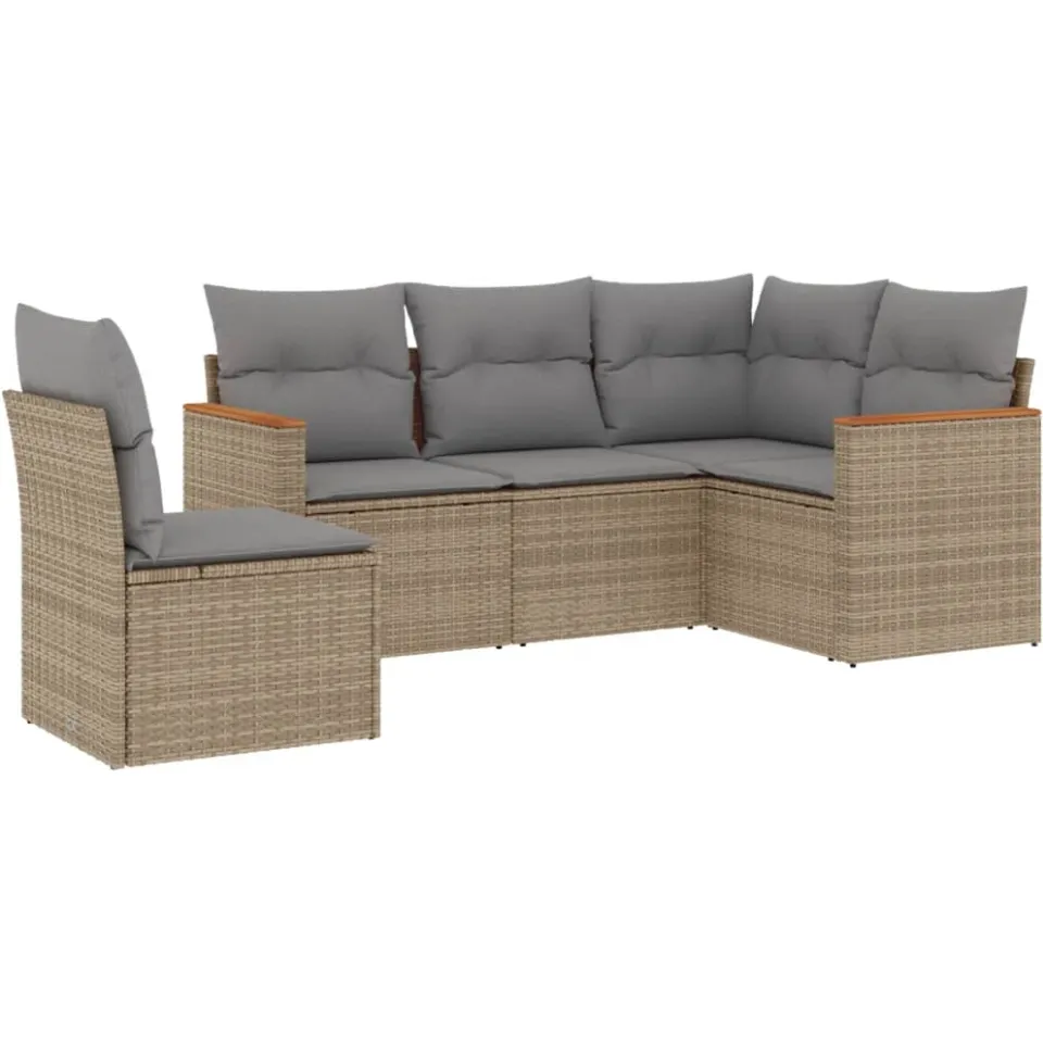 vidaXL Patio Sofa Set 5-zits Beige and Grey
