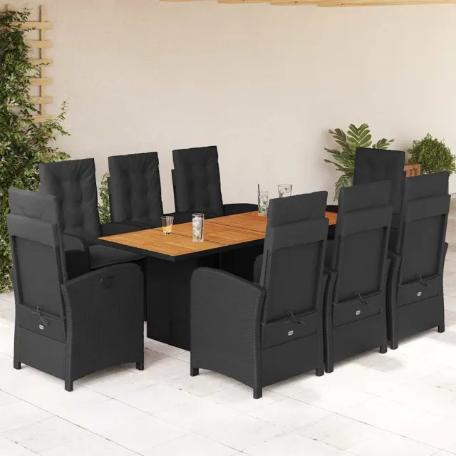 vidaXL 9-delige Tuinset poly rattan zwart, foto 2