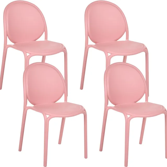 Beliani BRUGNELLO - Set van 4 tuinstoelen - Roze - Kunststof