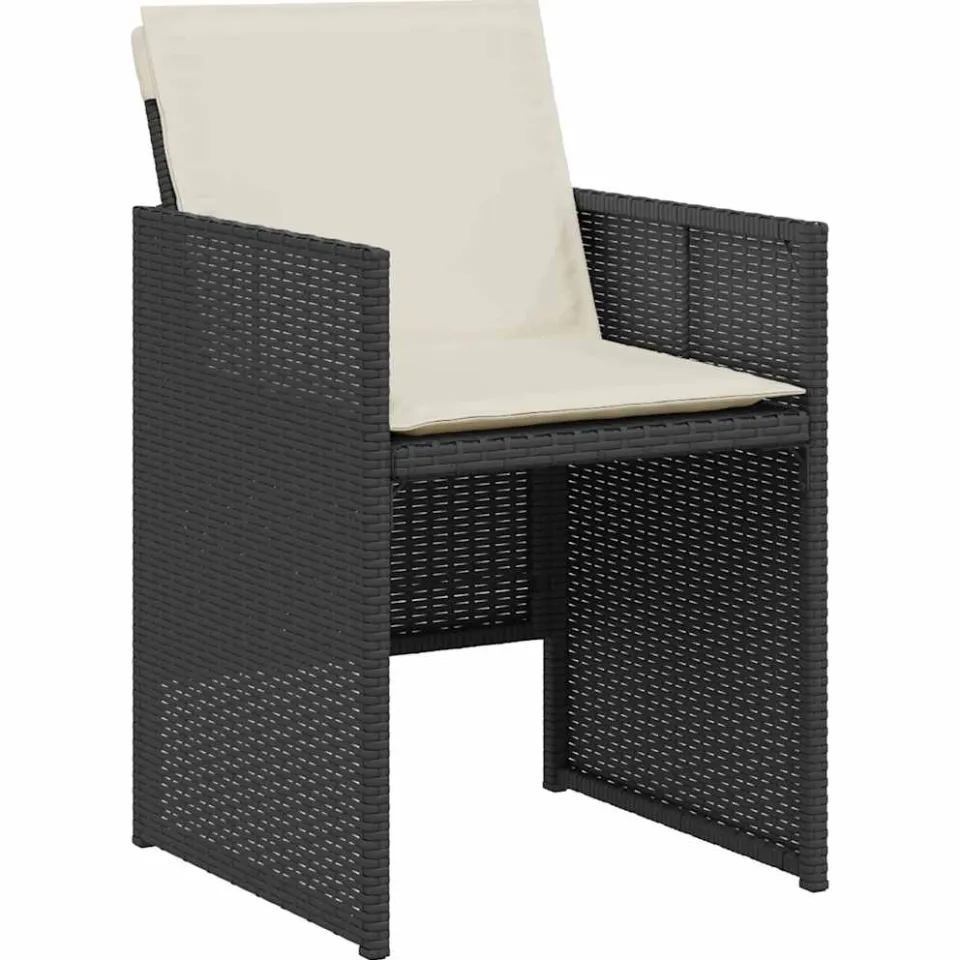 vidaXL 3-delige Bistroset met kussens poly rattan zwart, foto 3