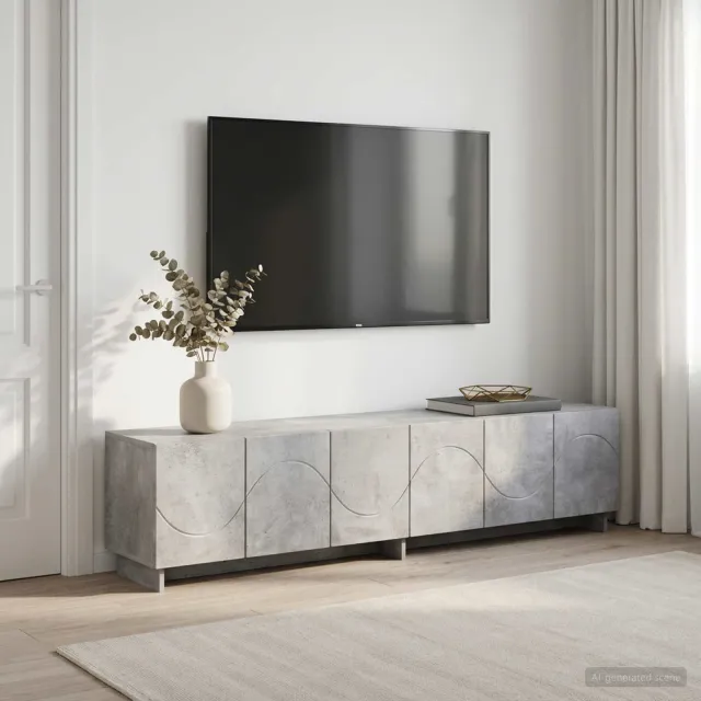 vidaXL tv-meubel 180 x 34,5 x 40 cm Betongrijs Bewerkt hout