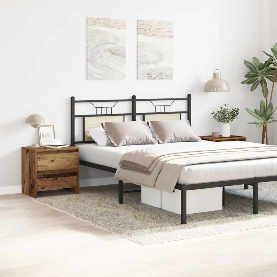 vidaXL Nachtkastje 2 st Oudhout 45 x 34 x 44,5 cm Bewerkt hout bruin, foto 4