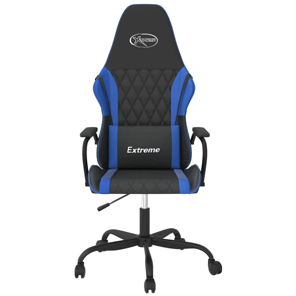 vidaXL Massage gamestoel kunstleer zwart en blauw