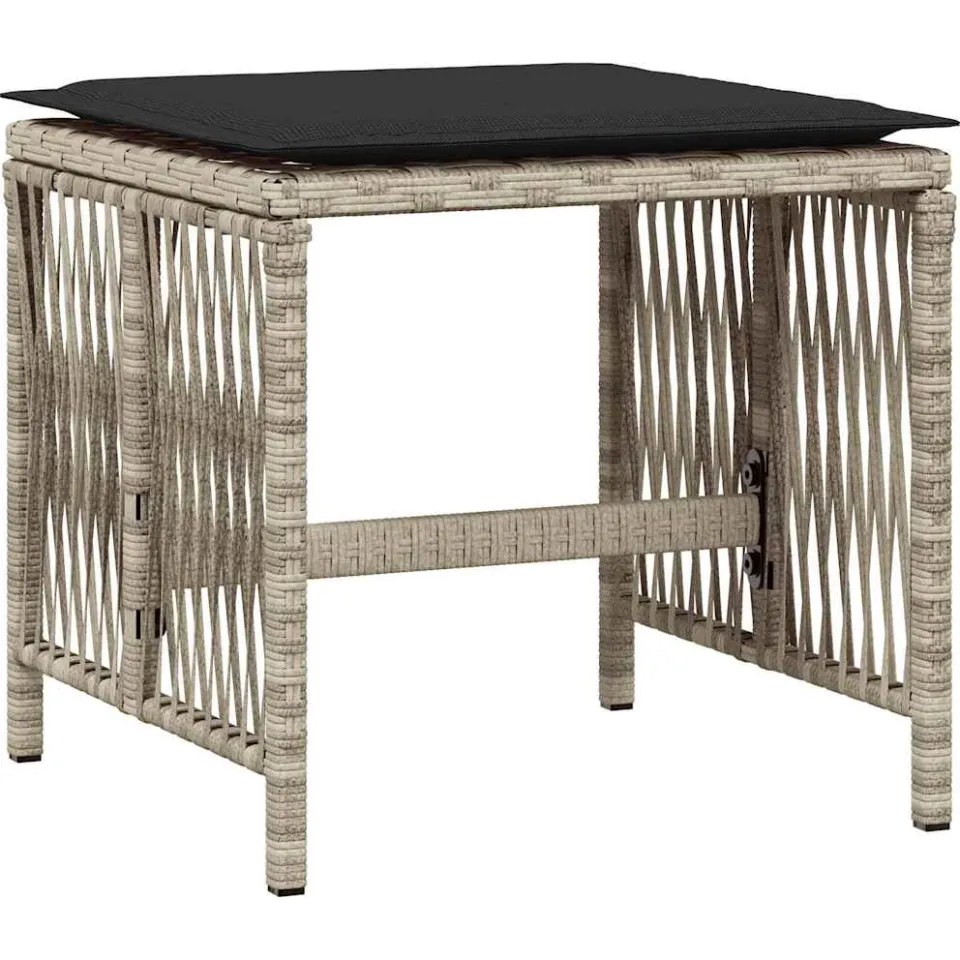 vidaXL 11-delige Tuinset met kussens poly rattan lichtgrijs