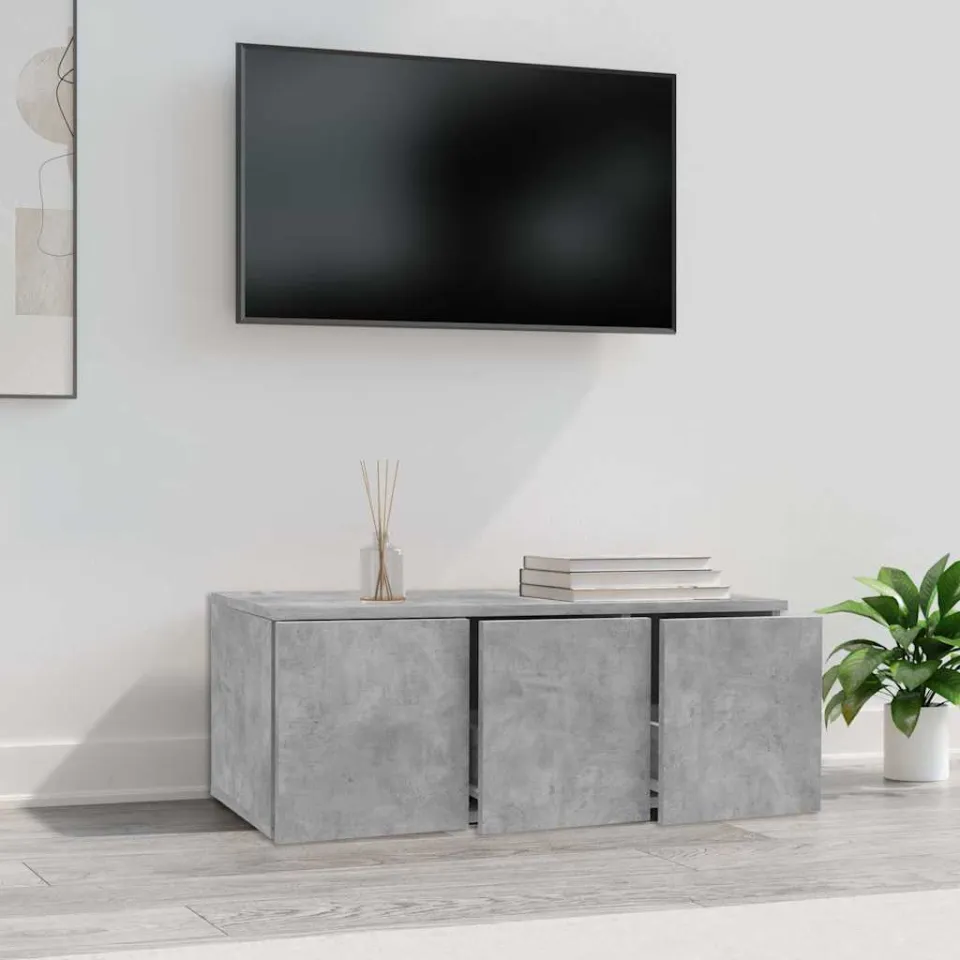 vidaXL Tv-meubel 80x34x30 cm bewerkt hout betongrijs grijs, foto 4