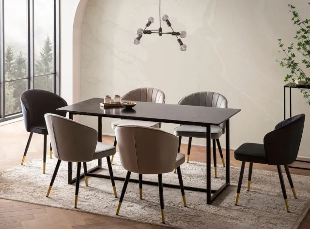 Sky Style Duif 160 cm Eettafel Marmer / Zwart