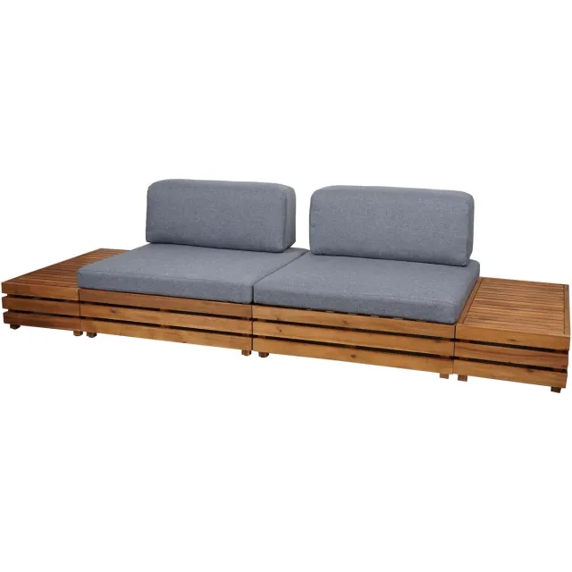 MCW Tuinset MCW-L28, loungeset zitgroep loungestoel bank, Spun Poly acaciahout MVG ~ bekleding donkergrijs