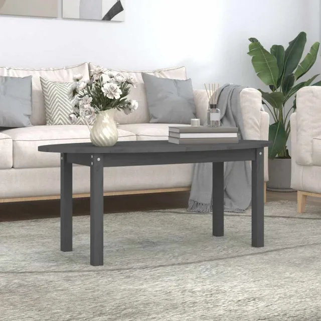 vidaXL Salontafel 110x55x45 cm massief grenenhout grijs, foto 2