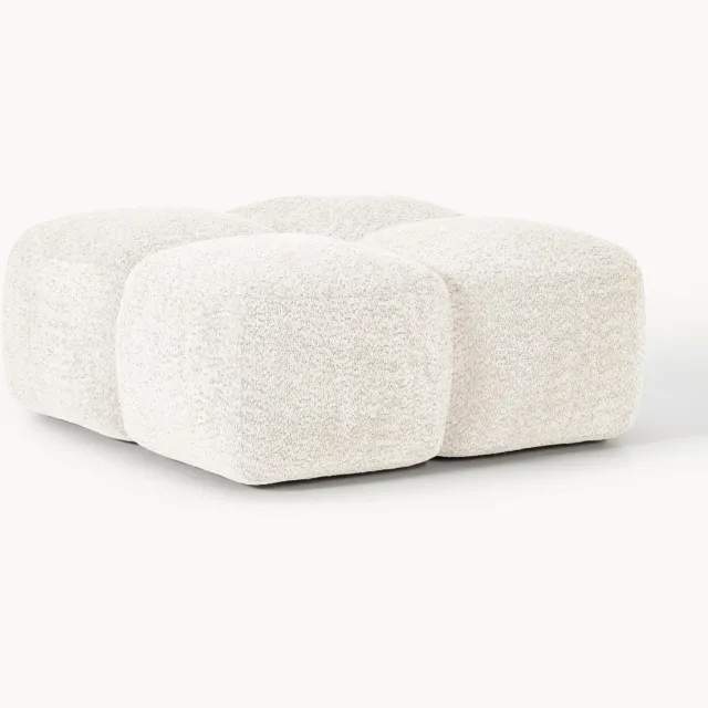 Westwing Collection Voetenbank Tayla van teddy-bouclé Wit
