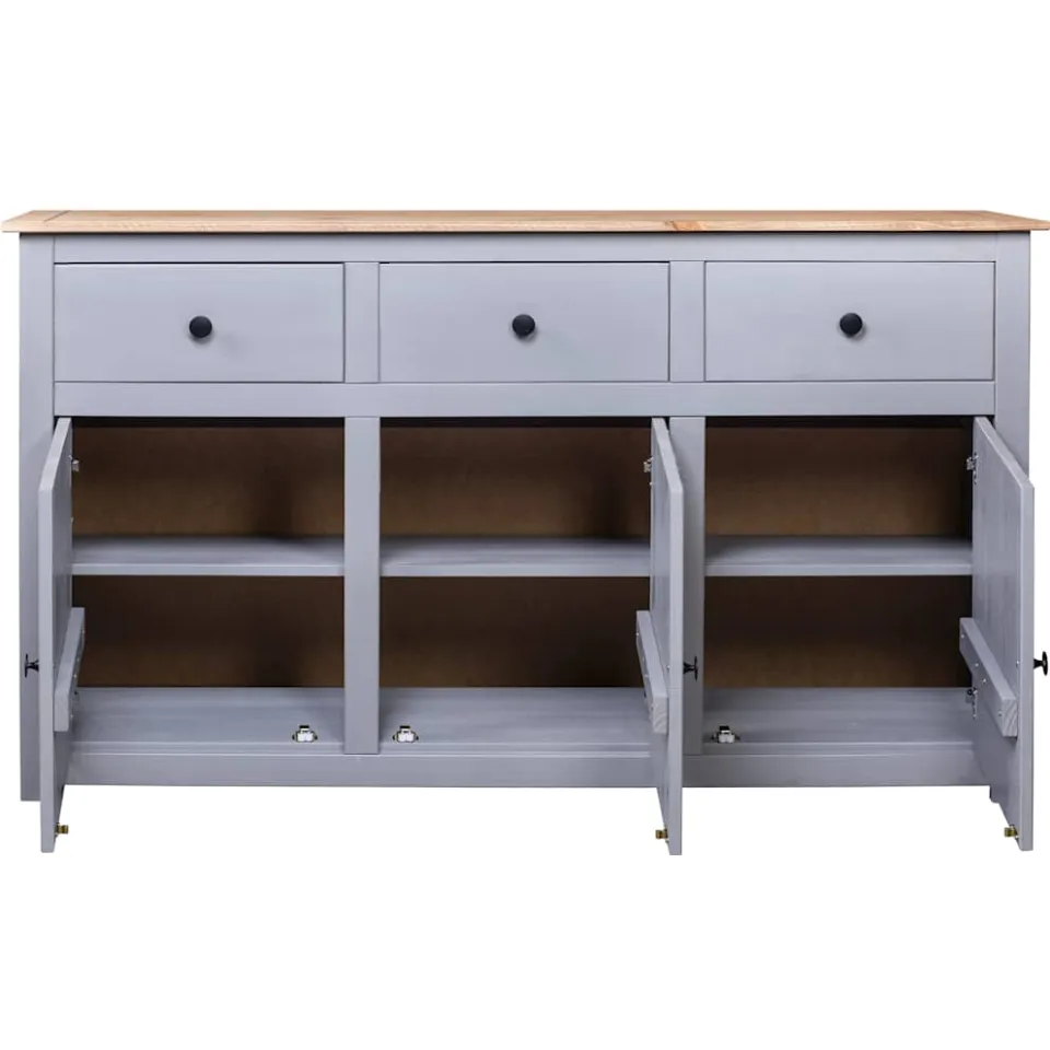 vidaXL Dressoir Panama Range 135x40x80 cm massief grenenhout grijs, foto 3