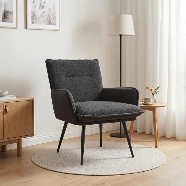 vidaXL Fauteuil Donkergrijs Bouclé