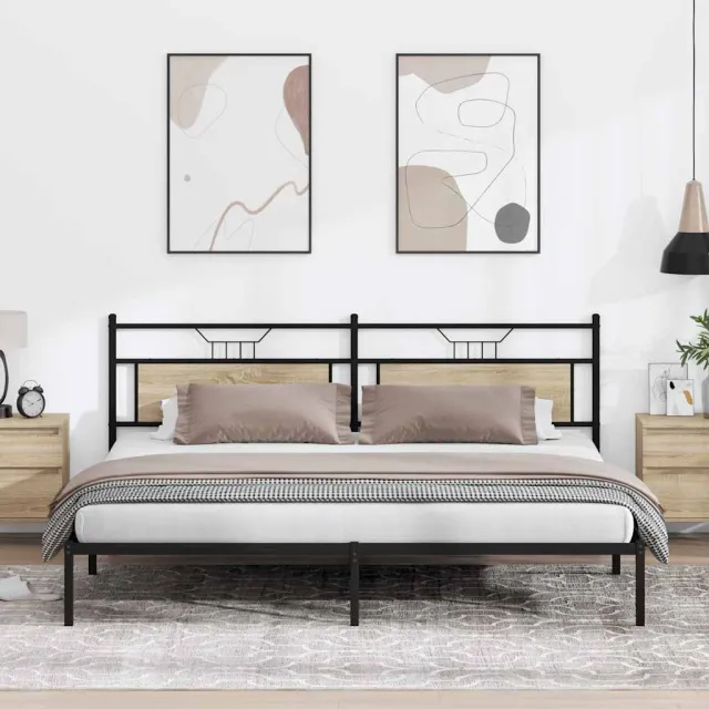 vidaXL Bedframe zonder matras 193x203cm spaanplaat sonoma eikenkleurig