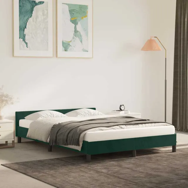 vidaXL Bedframe zonder matras 140x200 cm fluweel donkergroen