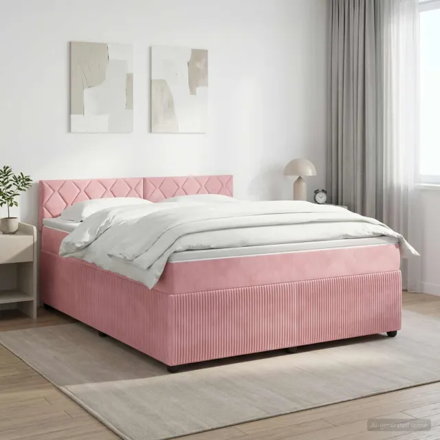 vidaXL Boxspringbed met matras Roze 160 x 200 cm Fluweel