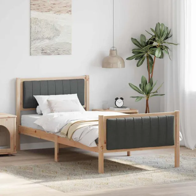 vidaXL Bedframe Bruin en donkergrijs 90 x 190 cm Massief grenenhout