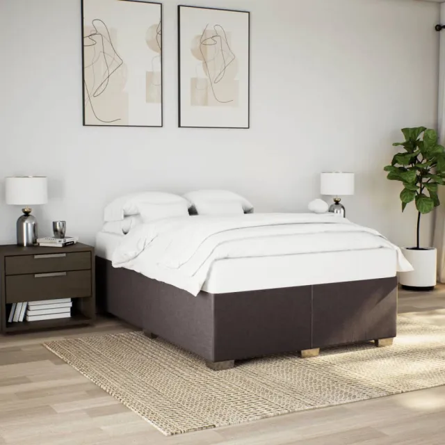 vidaXL Bedframe zonder matras stof donkerbruin 140x190 cm