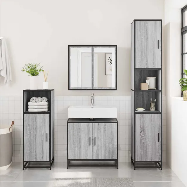 vidaXL Wastafelkast 65x33x60 cm bewerkt hout grijs sonoma eikenkleurig, foto 2